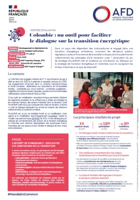 Recto de la fiche Histoire d'évaluation sur PowerShift Colombie