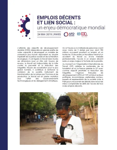 Actes de la conférence « Emplois décents et lien social : un enjeu démocratique mondial »