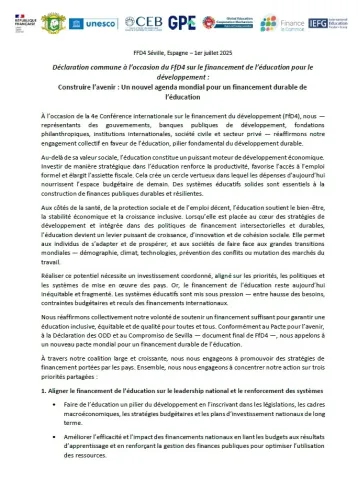 Déclation commune éducation